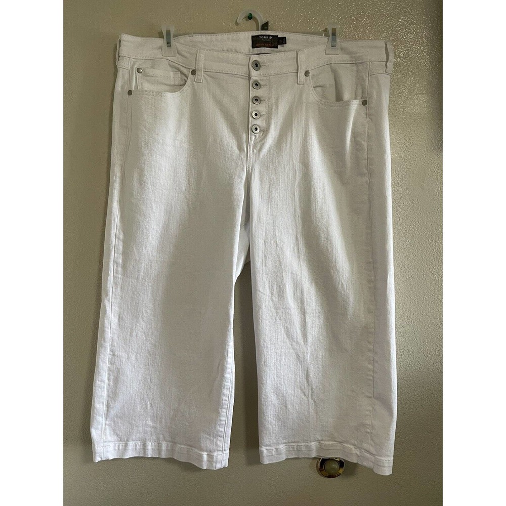 Torrid White Jeans Denim Crop High Rise Flare Cropped 20 Plus Wide Leg